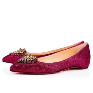 CHRISTIAN LOUBOUTIN Glitter Veau Velours Heart Embellished Coramia Flats